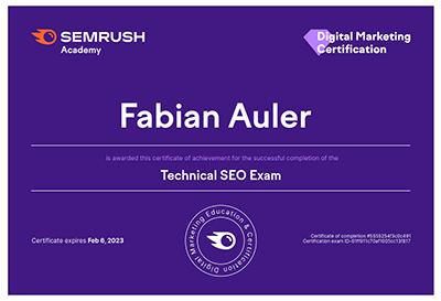Semrush Technical SEO Exam Fabian Auler